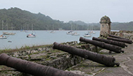 View of a bay from the battlements of a fort