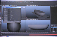3D model of a ship, shown from three different views