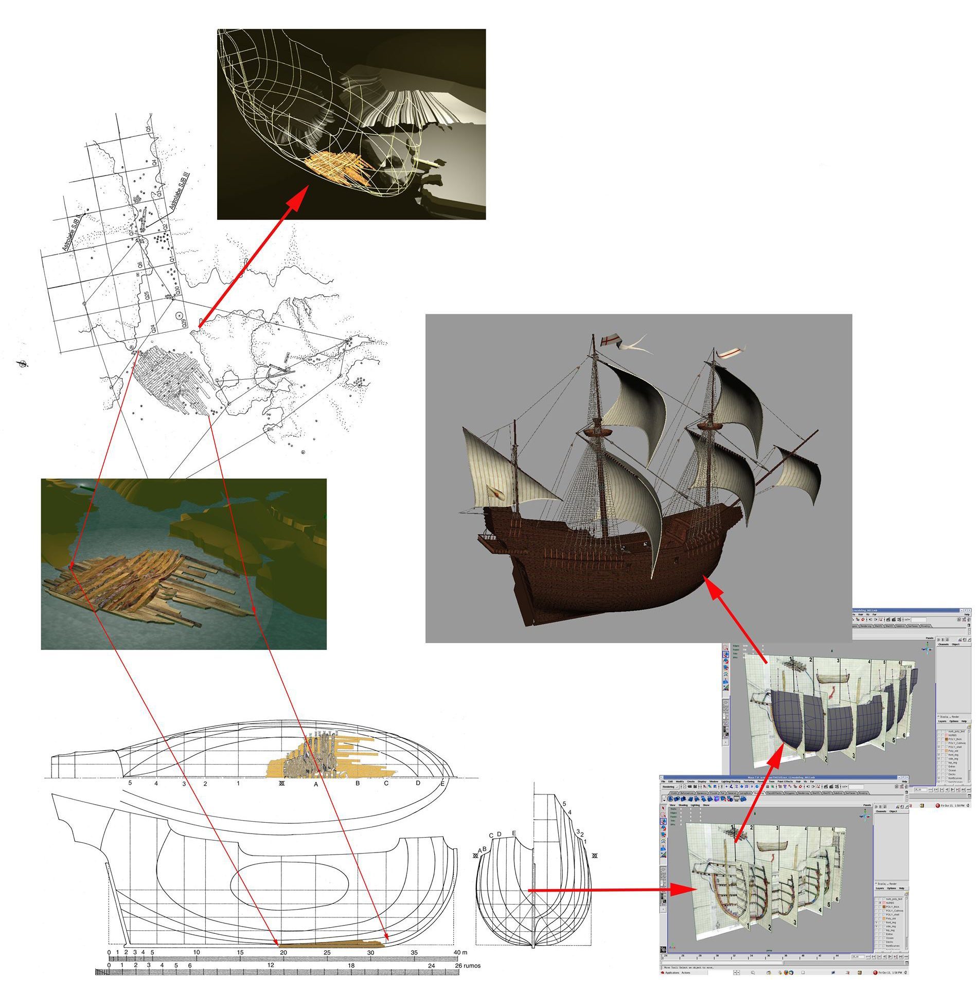 Three Ancient Roman Boats Reconstructed in 3D